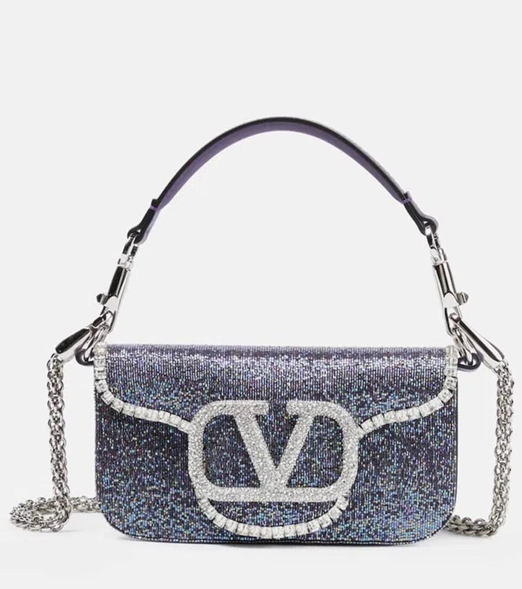 VALENTINO GARAVANI Locò Small Embellished Shoulder Bag In Purple Product Image