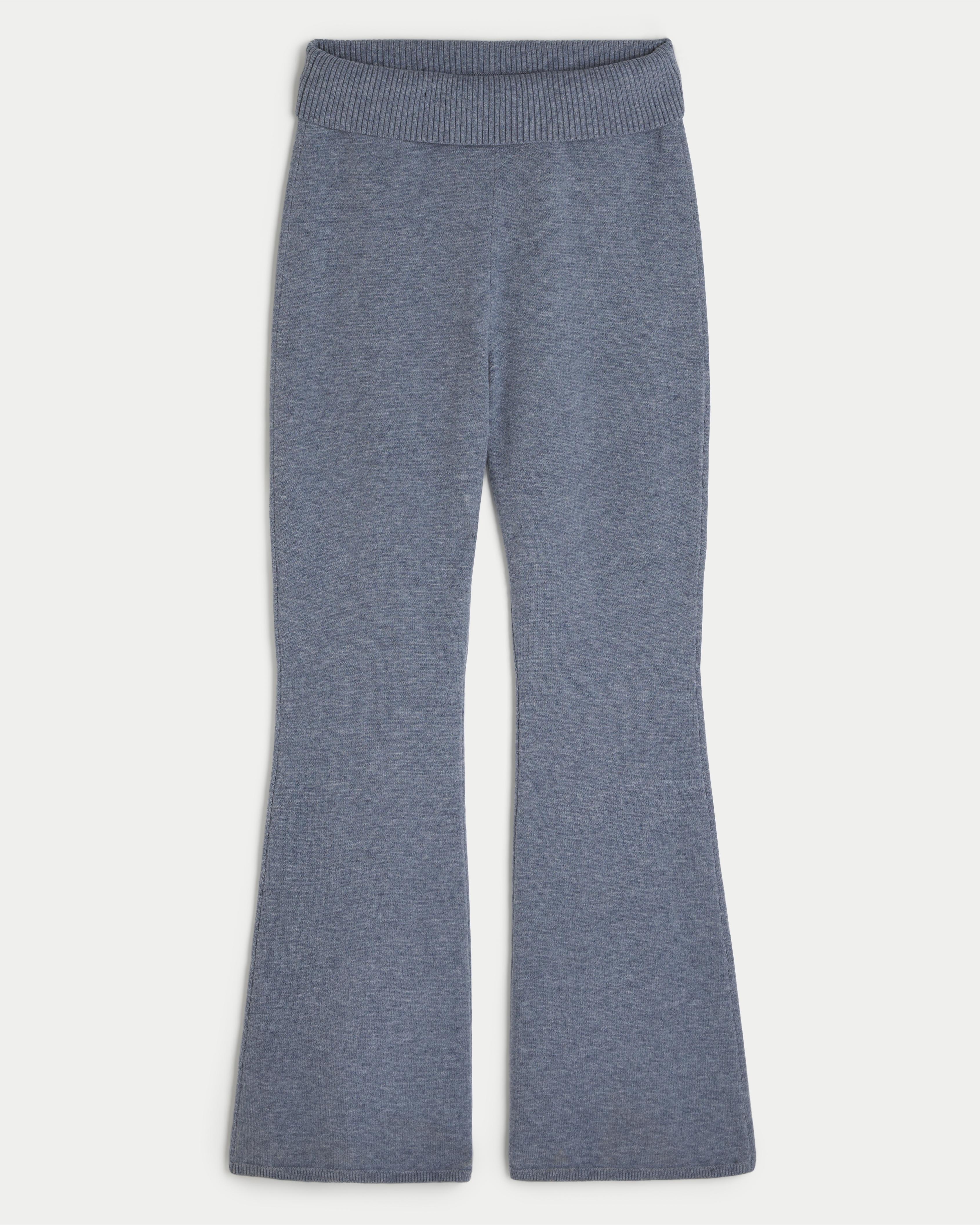 Gilly Hicks Sweater-Knit Foldover Waist Flare Pants Product Image