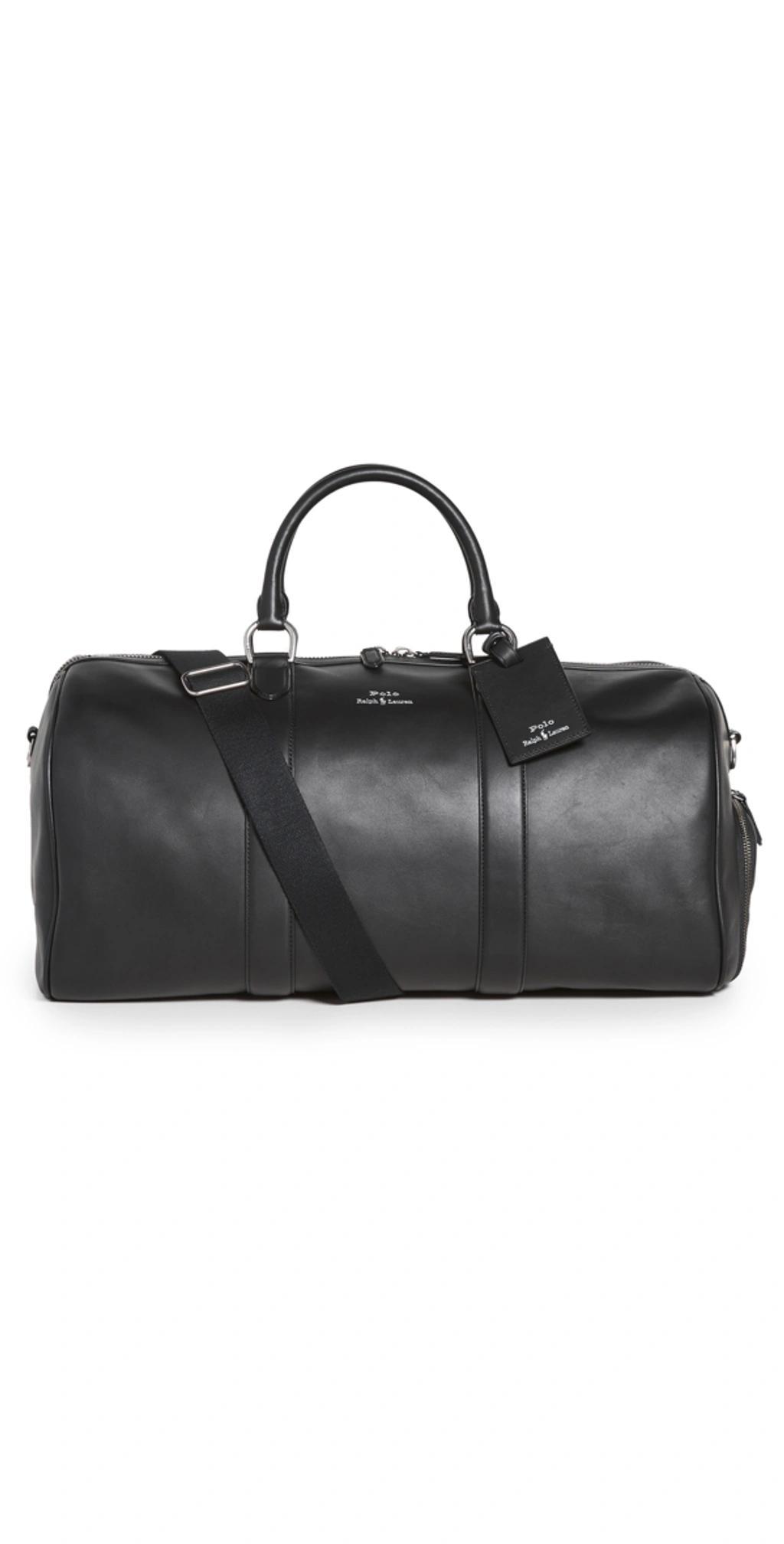 Men's Smooth Leather Duffel Bag In Black Product Image