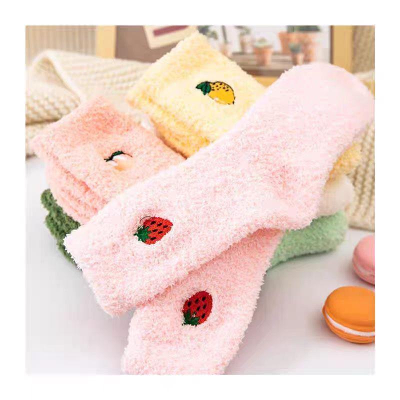 Fruit Embroidered Fleece Socks Product Image