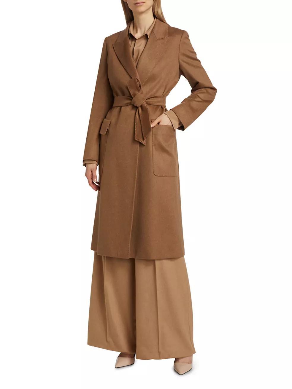 Womens Nyssa Cashmere Tie-Waist Trench Coat Product Image