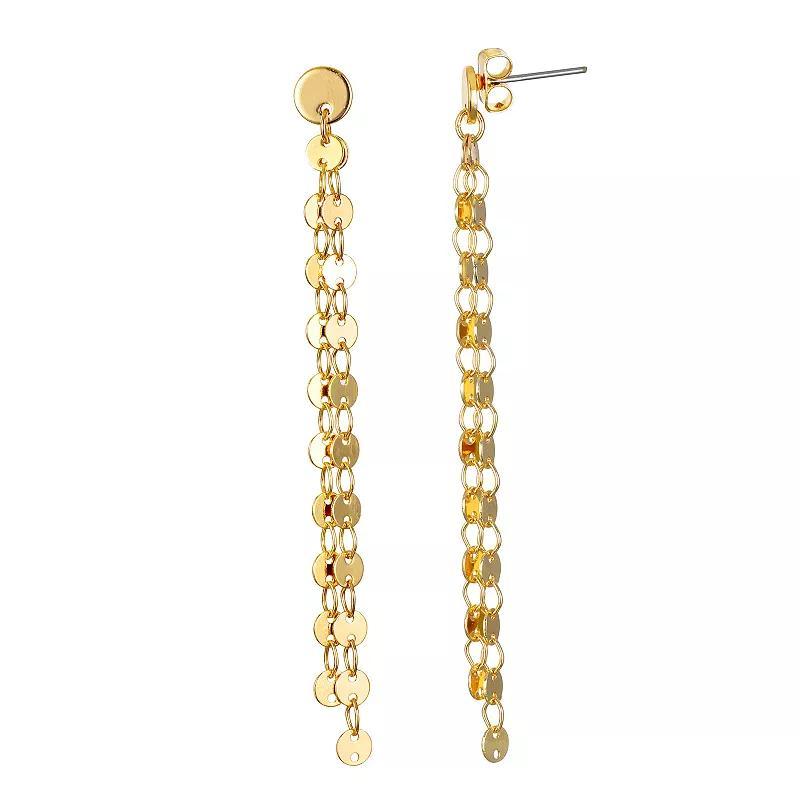 Emberly Gold Tone Double Chain Linear Drop Earrings, Womens, None Product Image