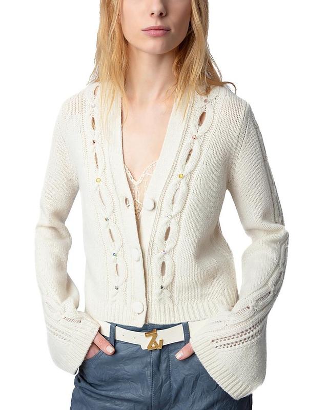 Barley Cable-Knit Wool Cardigan Product Image