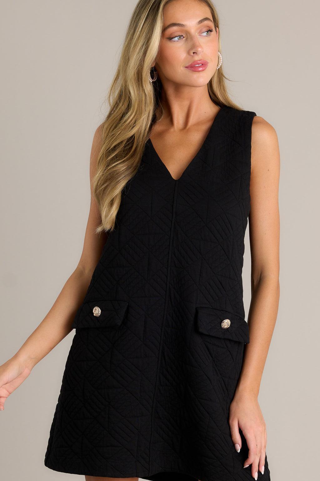 Sophisticated Stunner Black Quilted Mini Dress product image