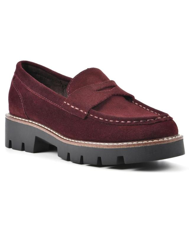 White Mountain Womens Gunner Lug Sole Loafers - Wine Product Image