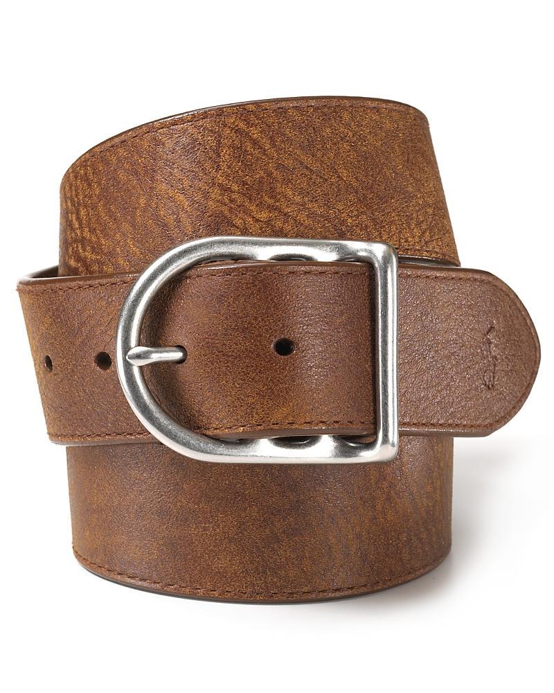 Polo Ralph Lauren Distressed Leather Belt (Brown) Men's Belts Product Image