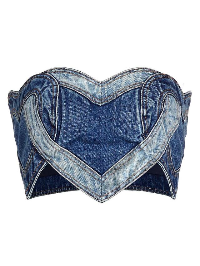 Womens Patchwork Heart Denim Bandeau Top Product Image