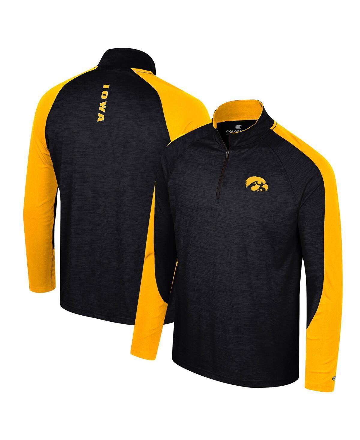 Mens Colosseum Black Iowa Hawkeyes Langmore Raglan Quarter-Zip Top Product Image