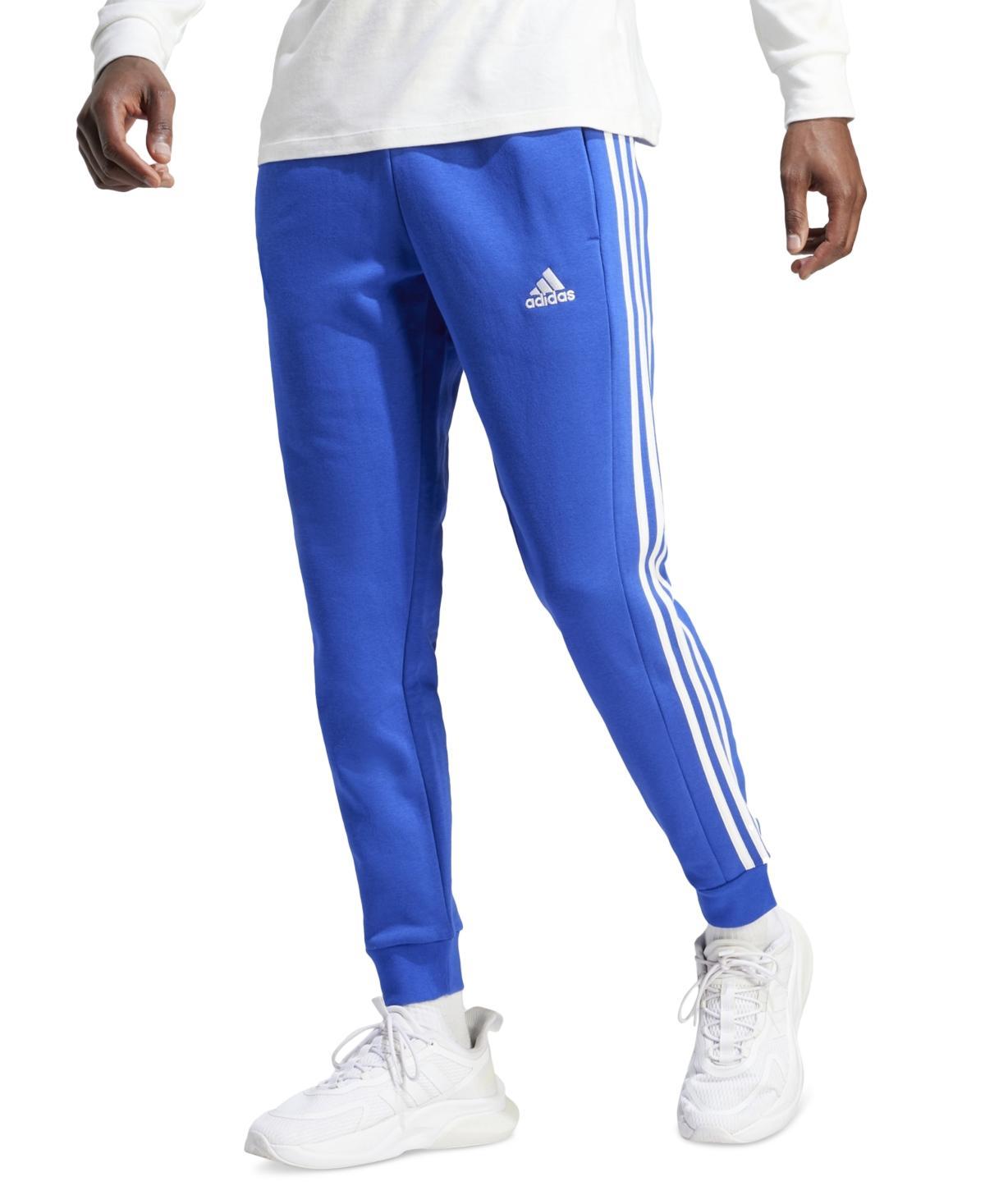 Mens adidas Essentials Fleece 3-Stripes Tapered Cuff Pants Medium Gray Grey Product Image