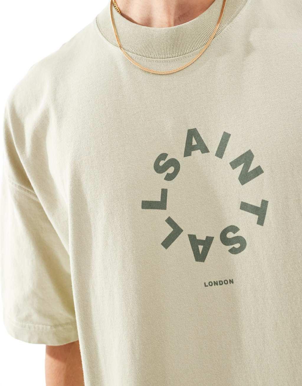 AllSaints Tierra oversized T-shirt in green Product Image