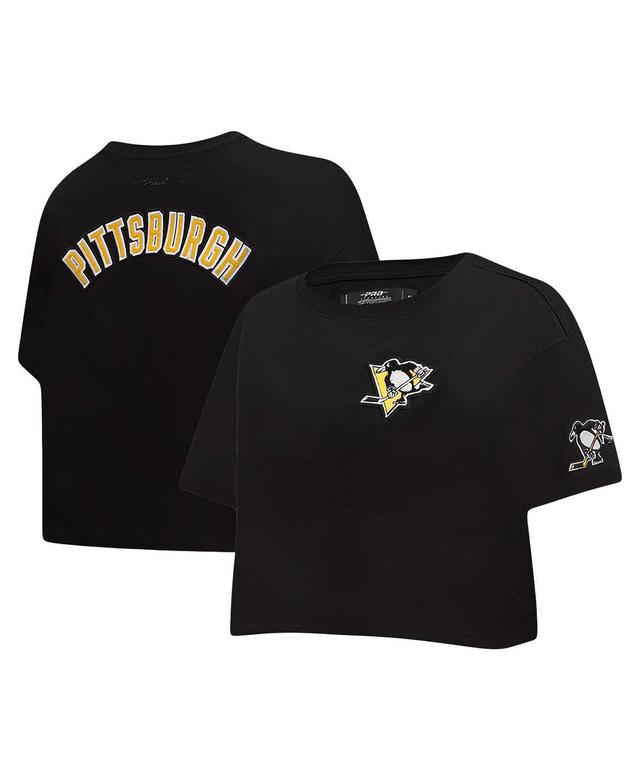 Womens Pro Standard Black Pittsburgh Penguins Classic Boxy Cropped T-shirt Product Image