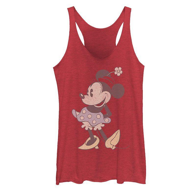 Disneys Mickey And Friends Minnie Mouse Portrait Fade Vintage Racerback Tank Top, Girls Red Grey Product Image