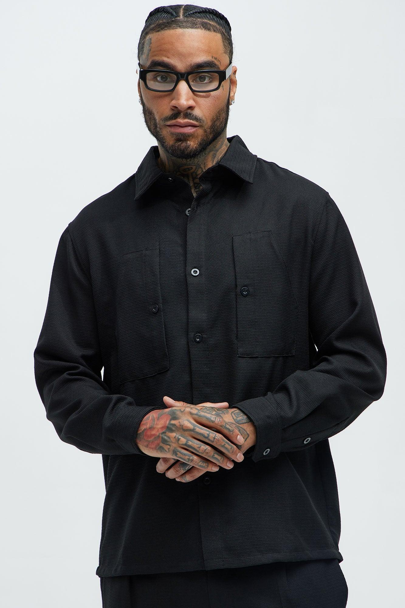 Kerr Textured Button Up Shirt - Black Product Image