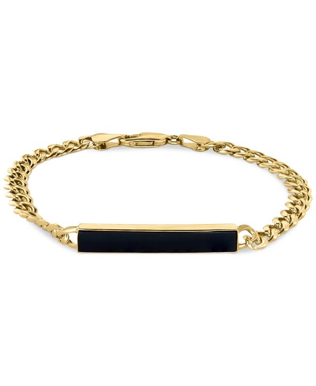 Effy Mens Onyx Plate Link Bracelet in 14k Gold-Plated Sterling Silver Product Image