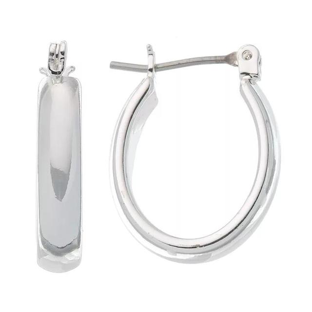 Napier Polished Oval Hoop Earrings, Gray Product Image