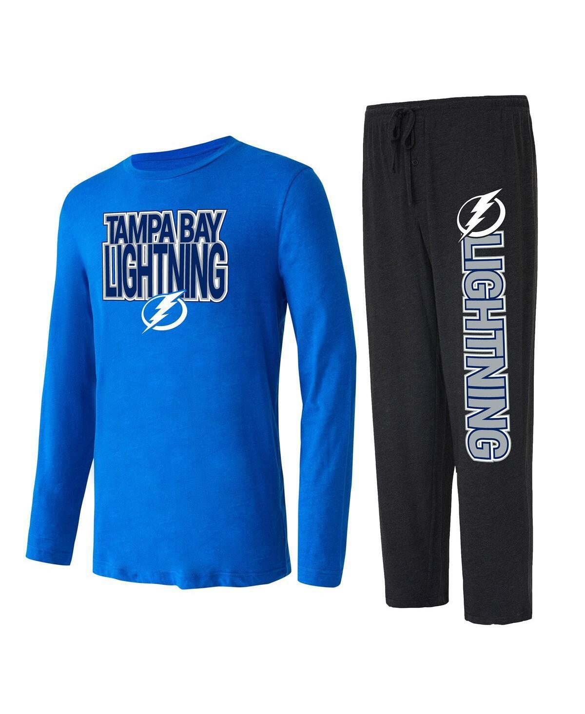 Mens Concepts Sport Black/Blue Tampa Bay Lightning Meter Long Sleeve T-Shirt & Pants Sleep Set Product Image