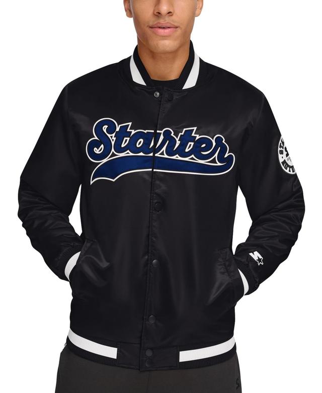 Starter Mens Classic-Fit Satin Varsity Bomber Jacket - Royal Product Image