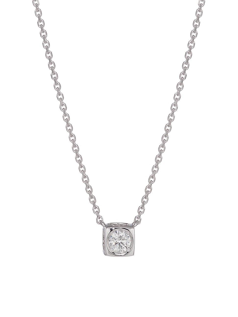 Womens Le Cube Diamant Platinum & Diamond Medium Pendant Necklace Product Image