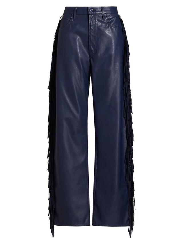 Womens Fringe Half Pipe Sneak Faux Leather Pants Product Image