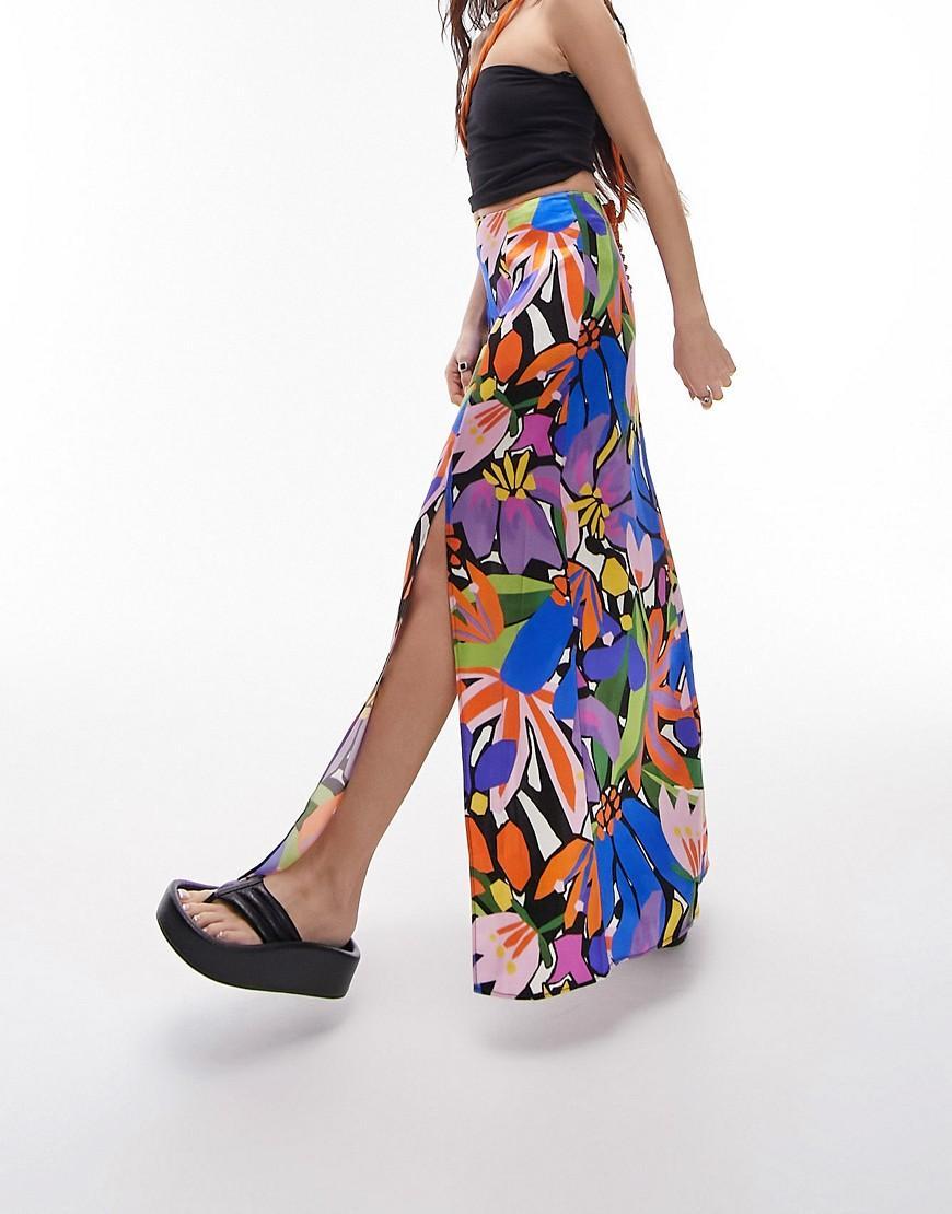 Topshop printed double split maxi skirt product image