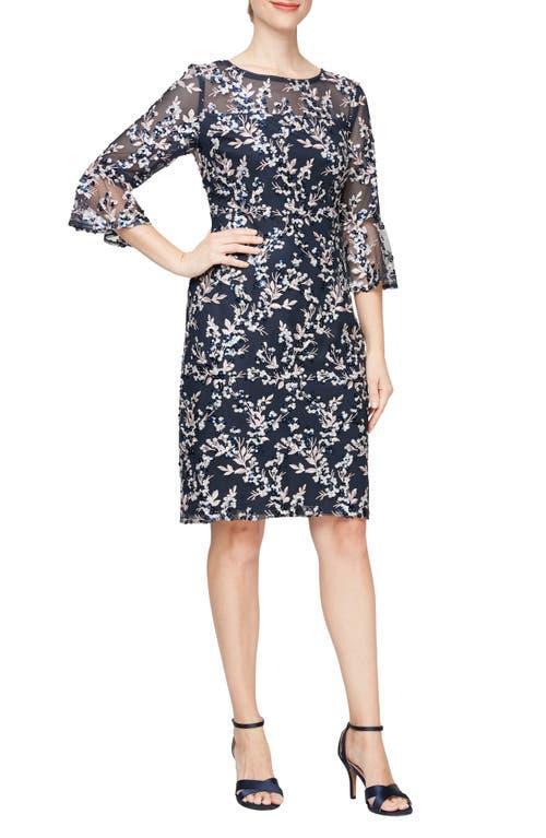 Alex Evenings Floral Embroidered Sequin Sheath Dress Product Image