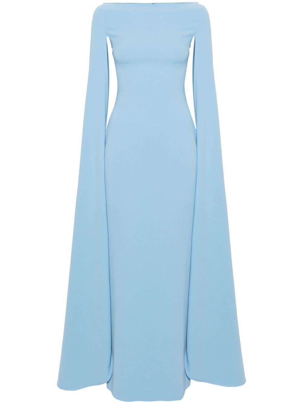 SOLACE LONDON Sadie Crepe Maxi Dress In Bluebell Product Image