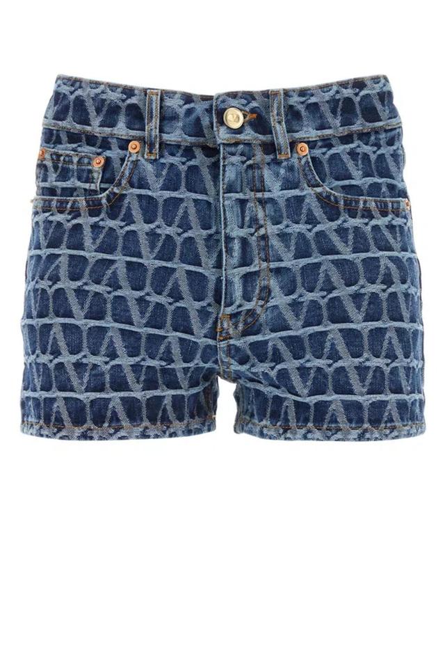 VALENTINO Toile Iconographe Denim Shorts Woman Denim 29 Product Image