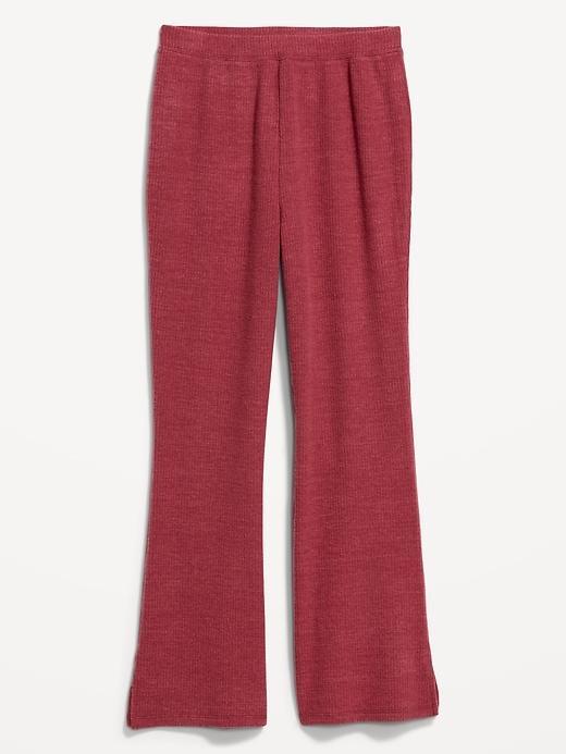 High-Waisted Ribbed Crop Flare Lounge Pants Product Image