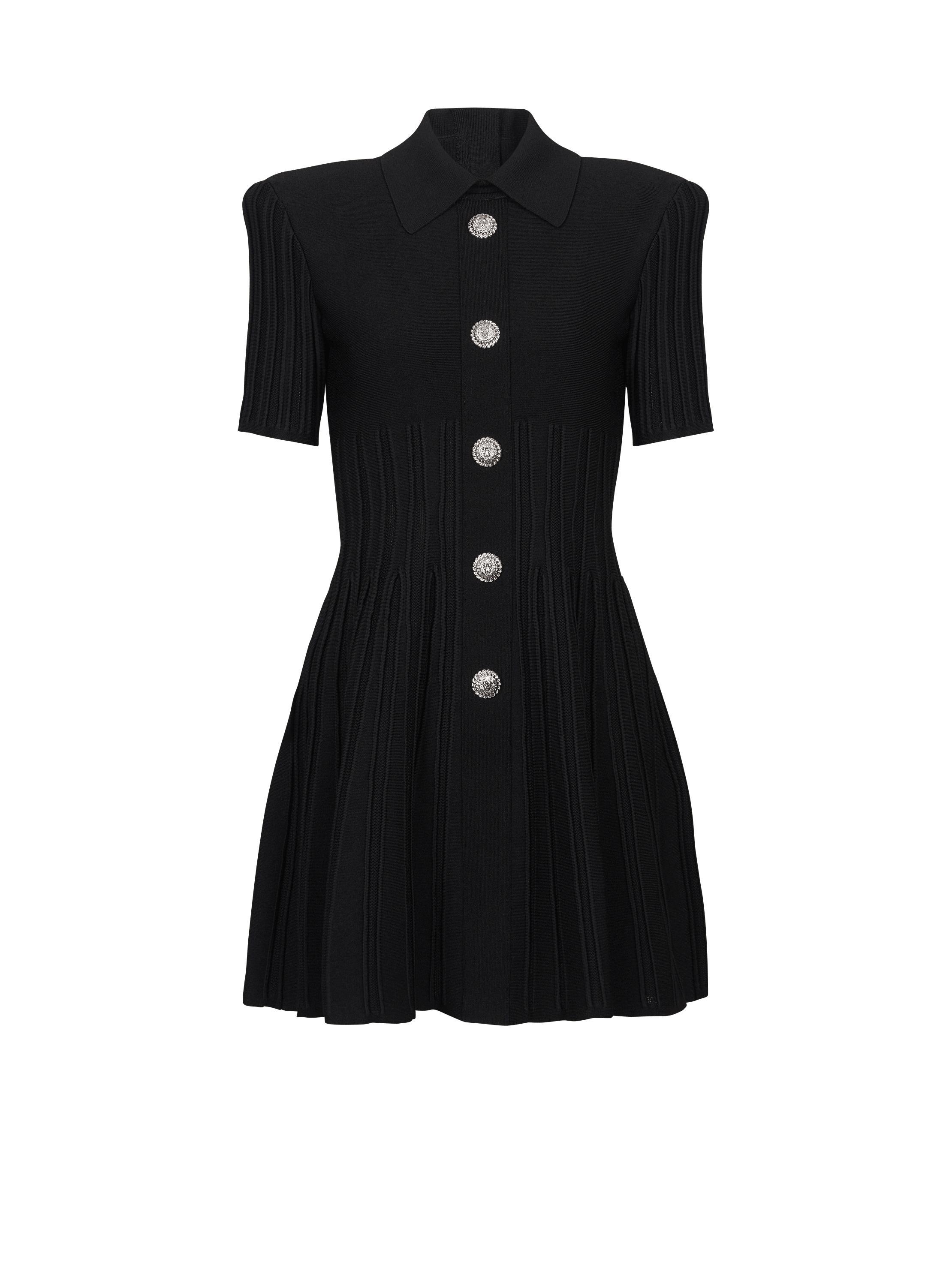 Flared knit dress with buttons Product Image