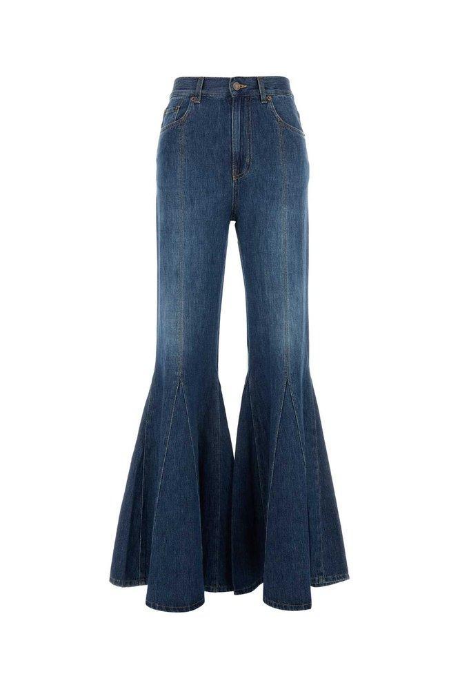 CHLOÉ High-rise Godet Flare Denim Trousers In Blue Product Image