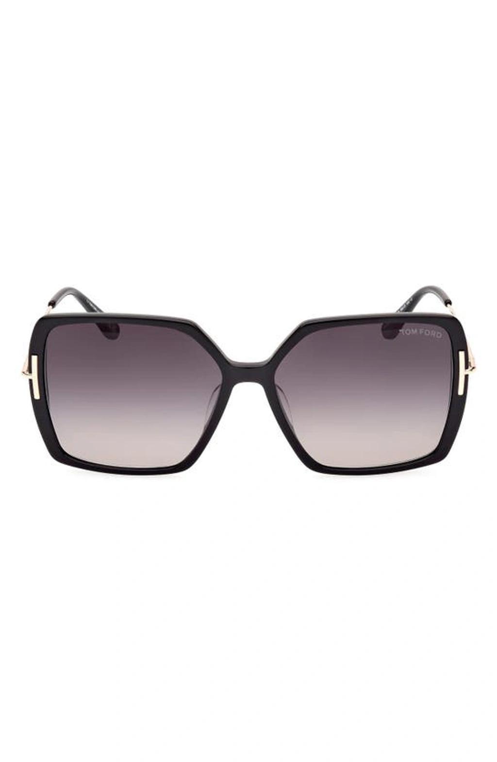 TOM FORD Joanna 59mm Gradient Polarized Butterfly Sunglasses In Shiny Black Product Image