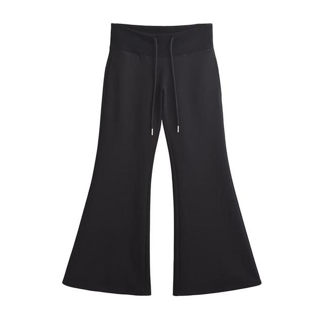 Drawstring Waist Plain Flared Pants Product Image