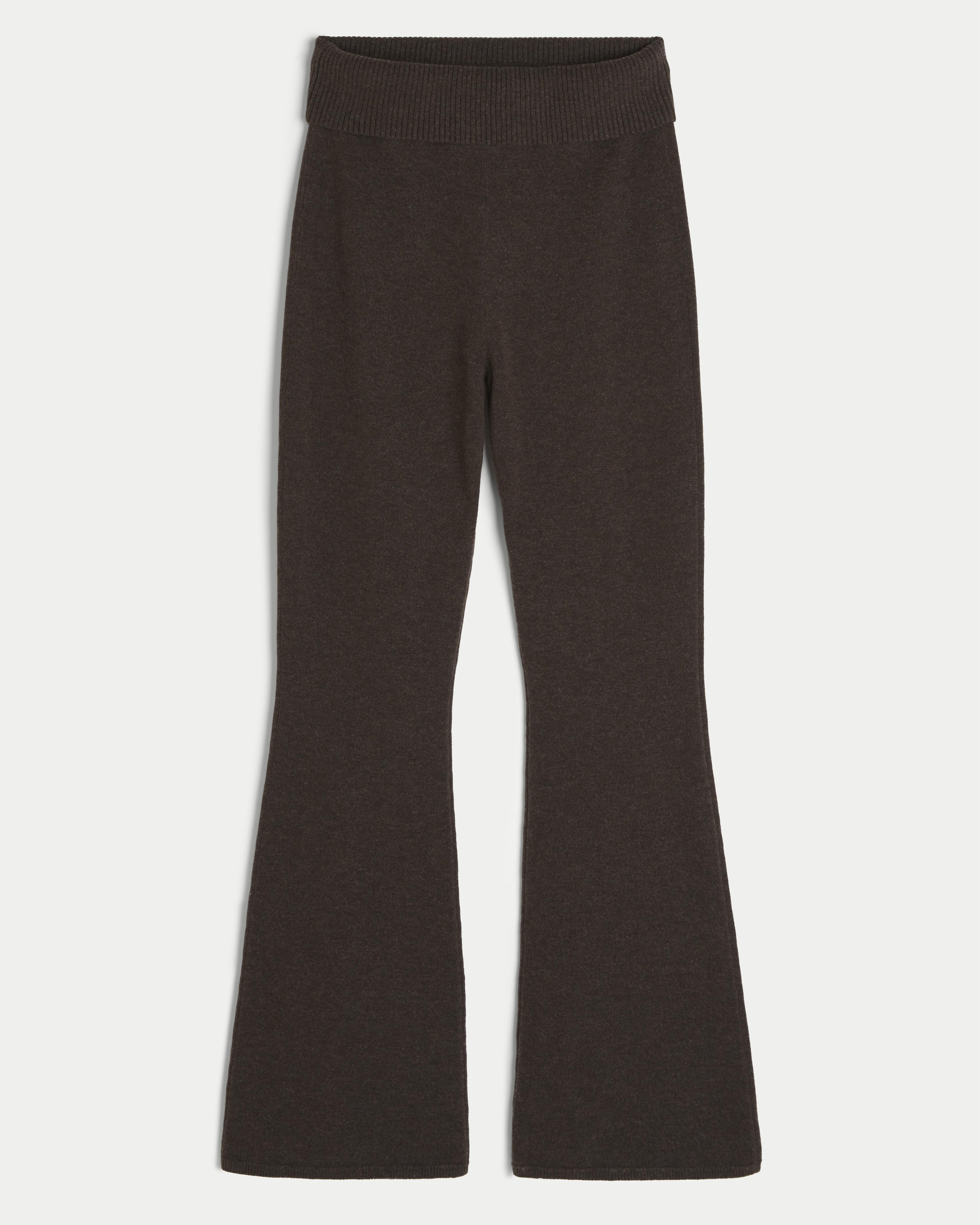 Gilly Hicks Sweater-Knit Foldover Waist Flare Pants Product Image