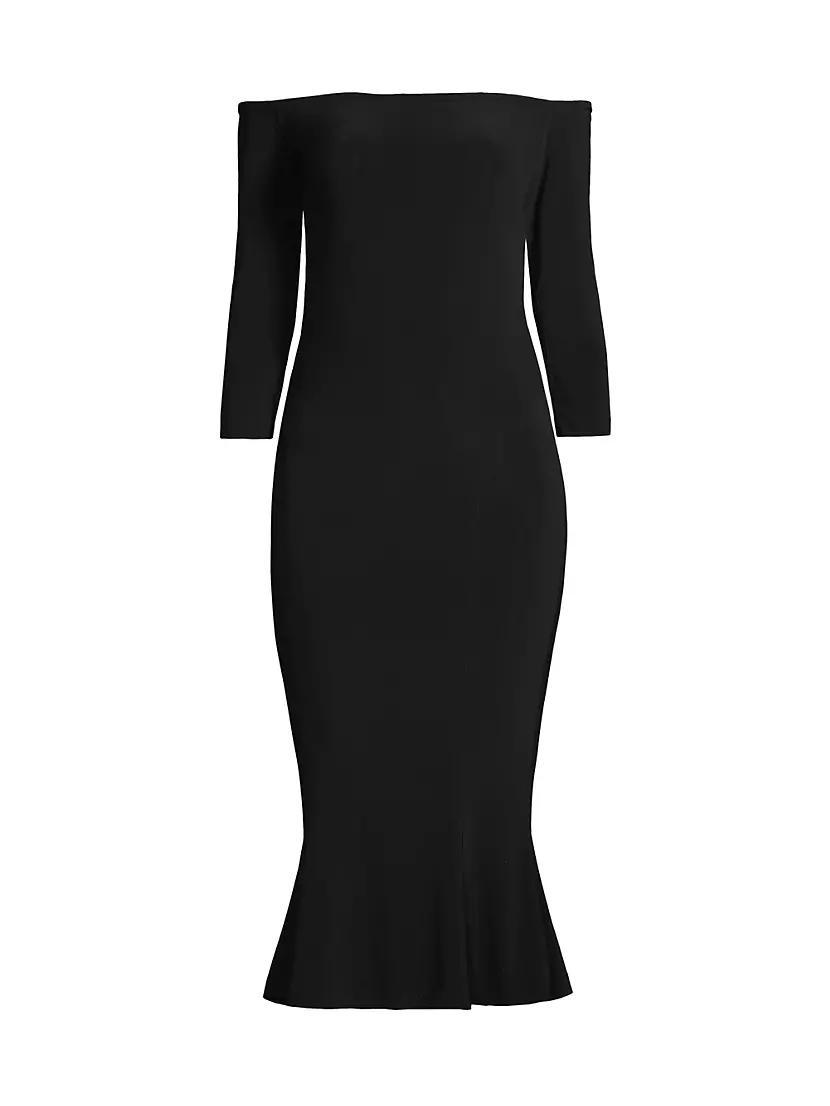 Off-The-Shoulder Fishtail Midi-Dress Product Image