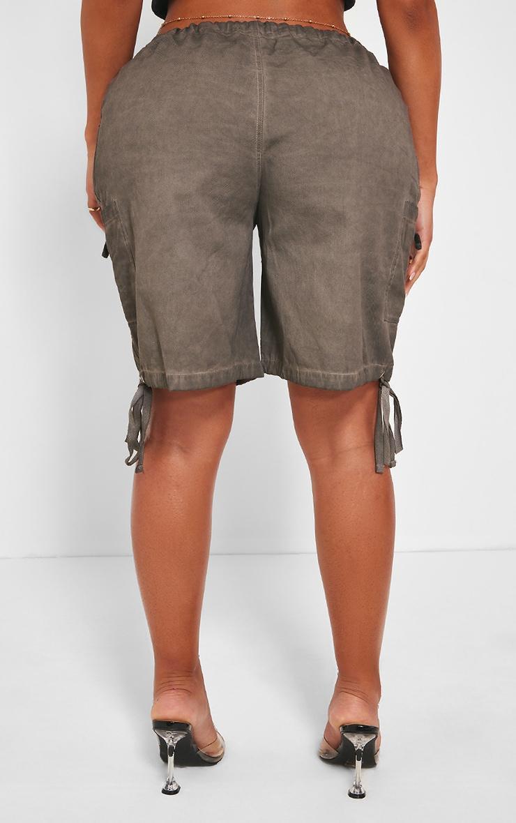 Shape Washed Khaki Woven Pocket Detail Cargo Longline Shorts Product Image