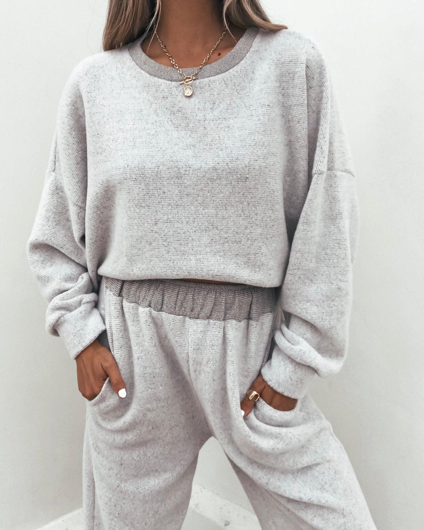 Taupe Brushed Lounge Sweatshirt Product Image