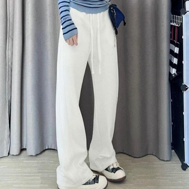 Drawstring Waist Plain Wide Leg Sweatpants (Various Designs) Product Image