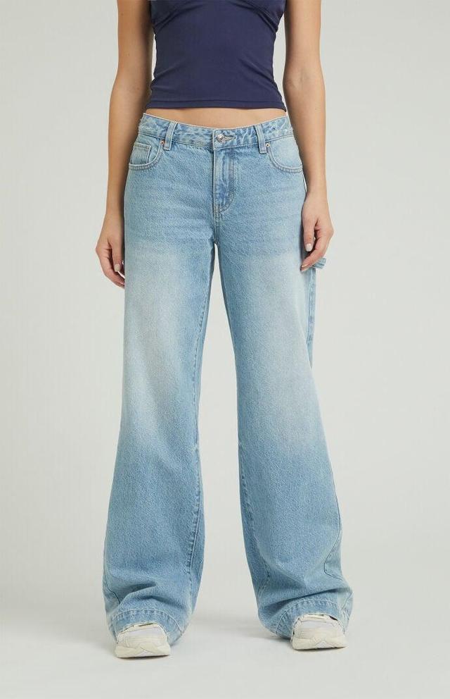 Women's Casey Light Indigo Carpenter Low Rise Baggy Jeans Product Image