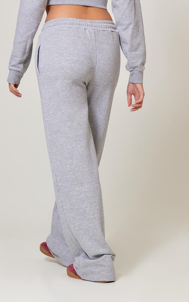 Grey Marl Contrast Piping Detail Wide Leg Sweatpants Product Image