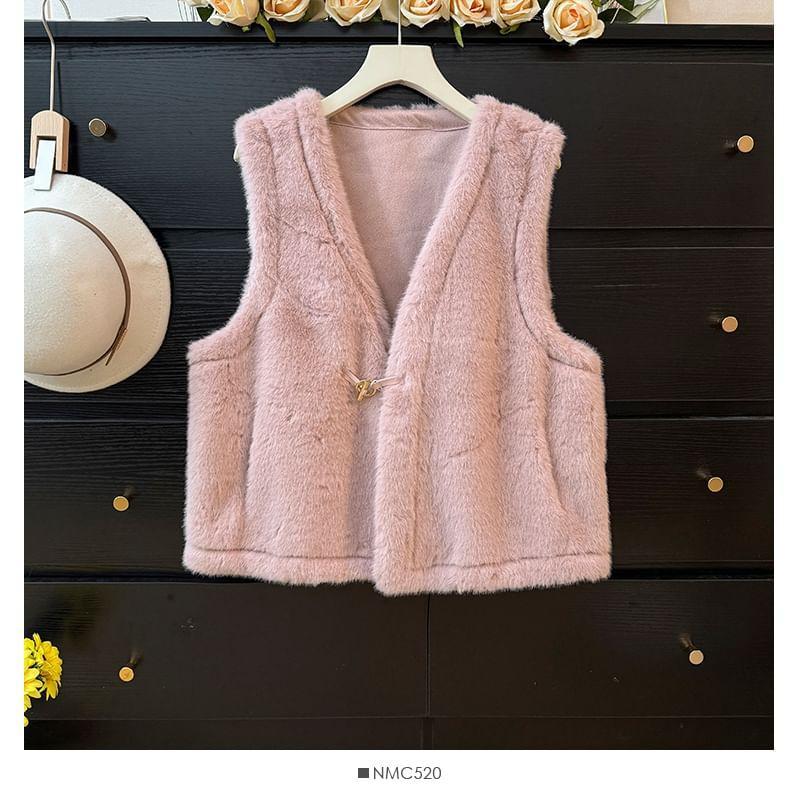 Faux-Fur Vest Jacket Product Image