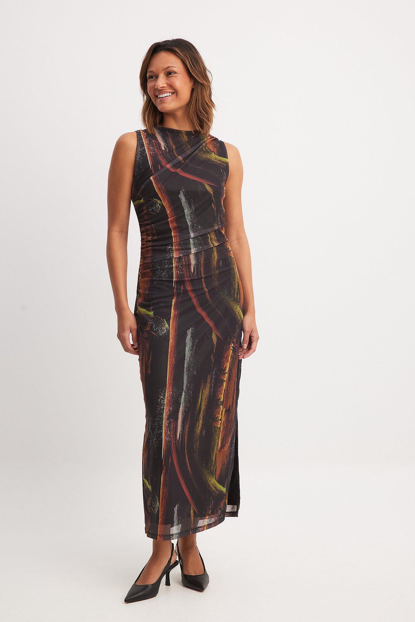 Mesh Draped Midi Dress Product Image