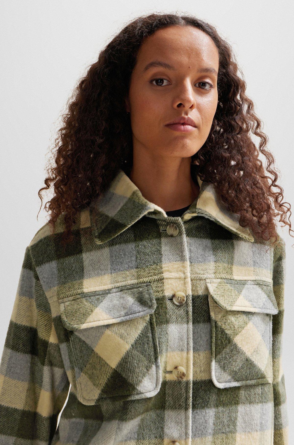 Relaxed-fit jacket in checked fabric with patch pockets Product Image