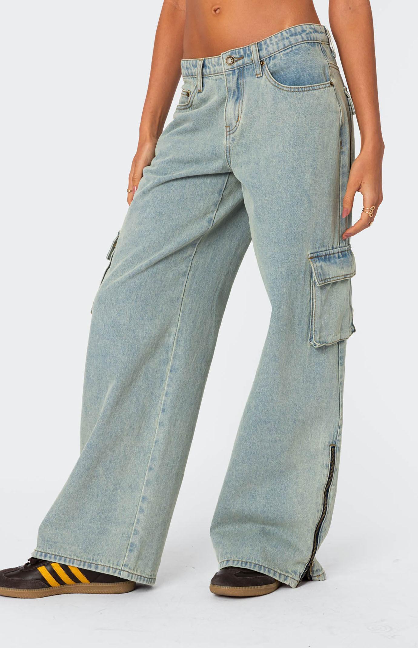 Edikted Women's Andi Low Rise Cargo Jeans Product Image