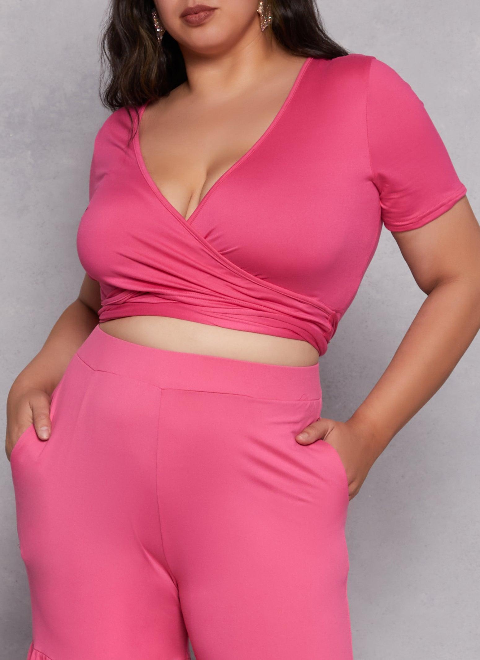 Womens Plus Size Cropped Wrap Top Product Image