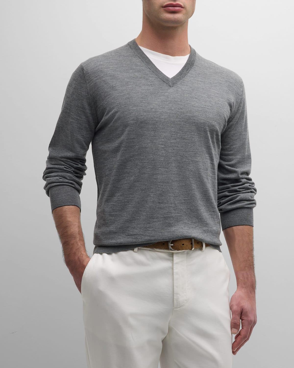 Mens Wool-Cashmere V-Neck Sweater Product Image