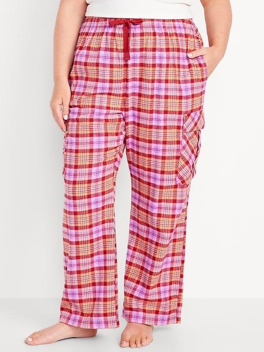 High-Waisted Flannel Cargo Pants Product Image