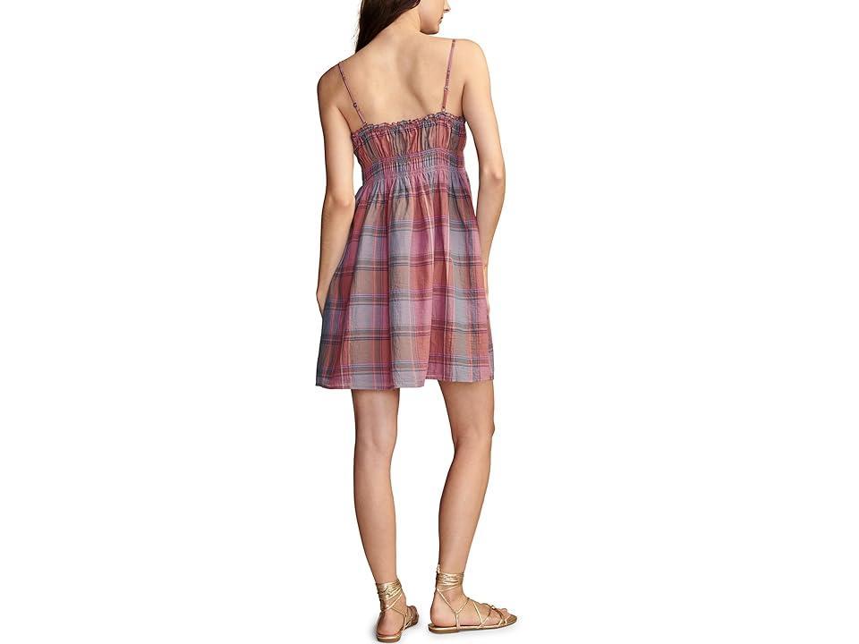 Lucky Brand Plaid Smocked Sweetheart Mini (Mellow Mauve Plaid) Women's Dress Product Image