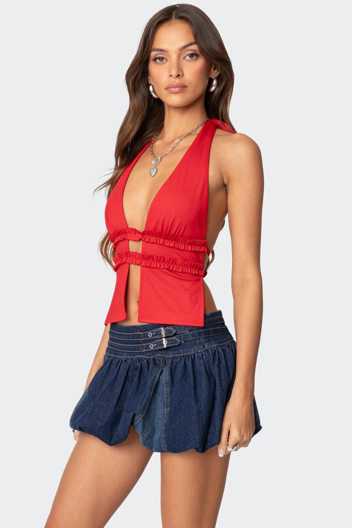 Luma Split Front Backless Halter Top Product Image