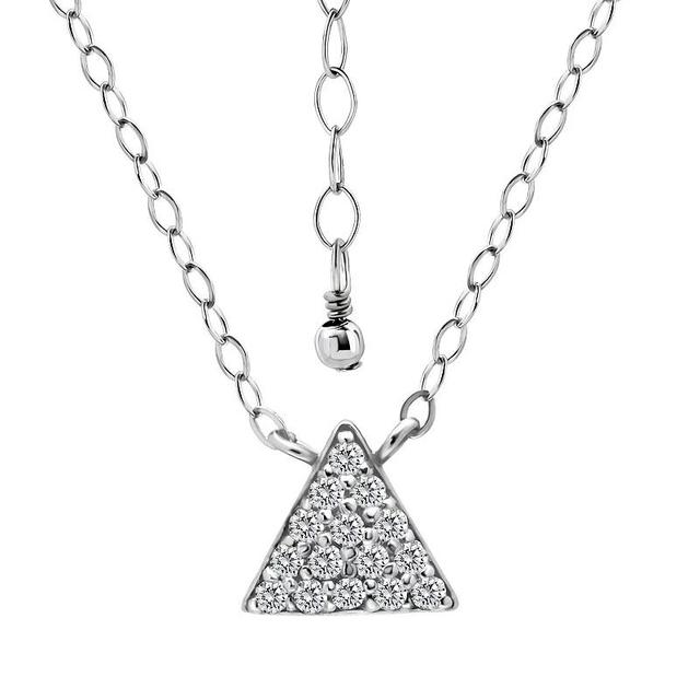 Aleure Precioso Sterling Silver Pave Cubic Zirconia Triangle Pendant Necklace, Womens Product Image