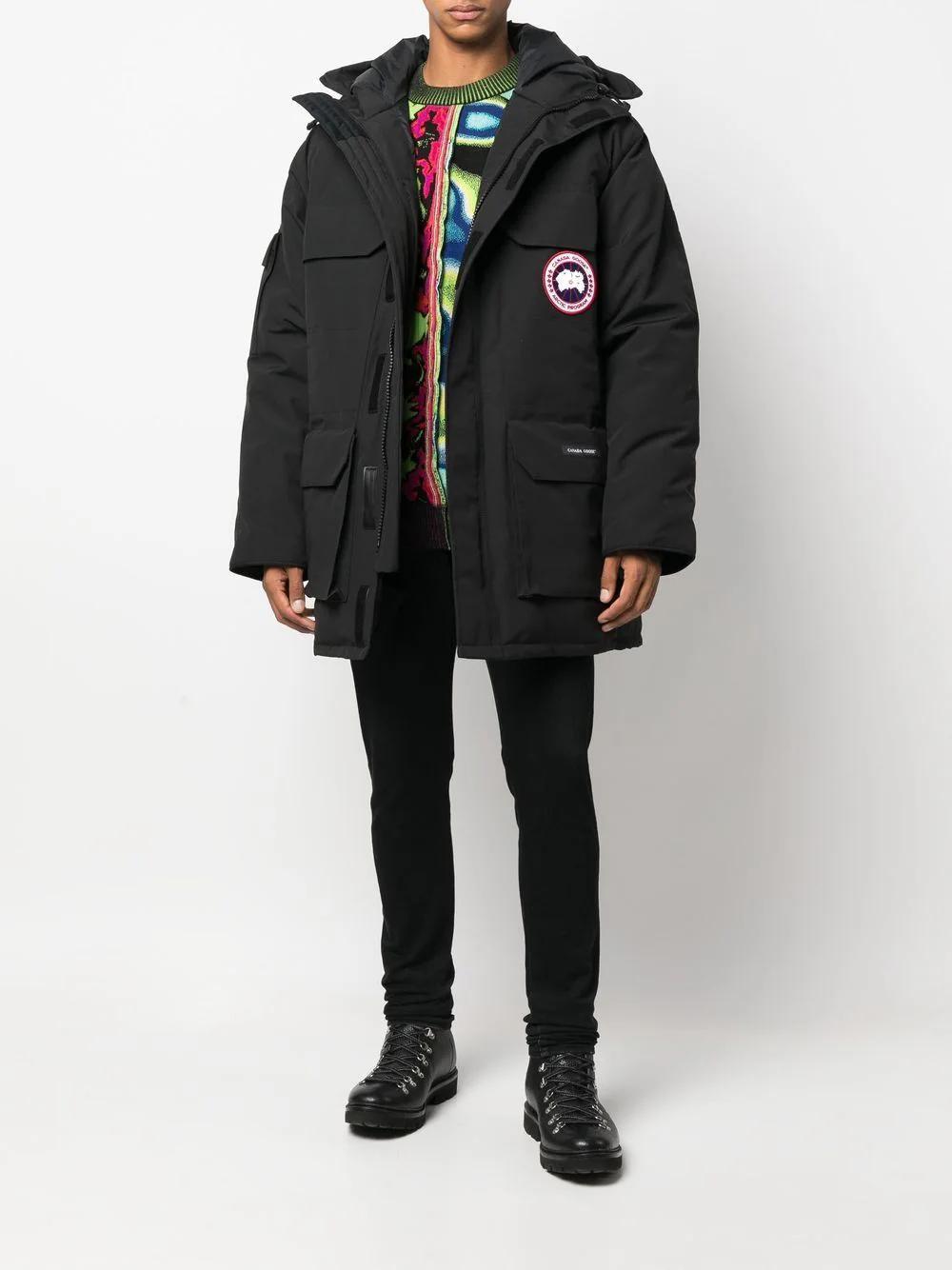 CANADA GOOSE Logo-patch Hooded Down Jacket In Black Product Image